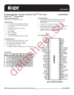 ICS952601EGLF datasheet  